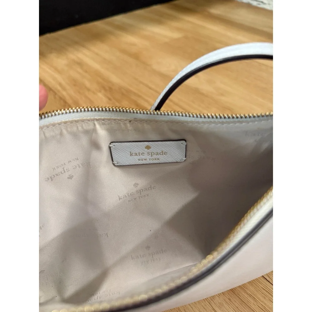 Kate Spade New York Light Blue Leather Crossbody Bag Light Gold Hardware Slim